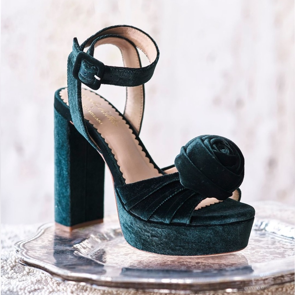 Antonio Melani x Nicola Bathie Emilia Velvet Rose Platform Dress Sandals